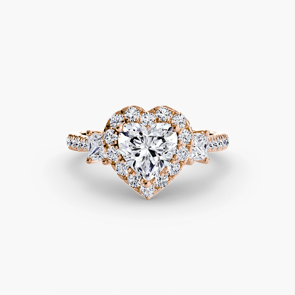 Three-Stone Ring with Halo 2